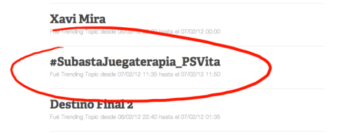 TrendingTopic #SubastaJuegaterapia_PSVita